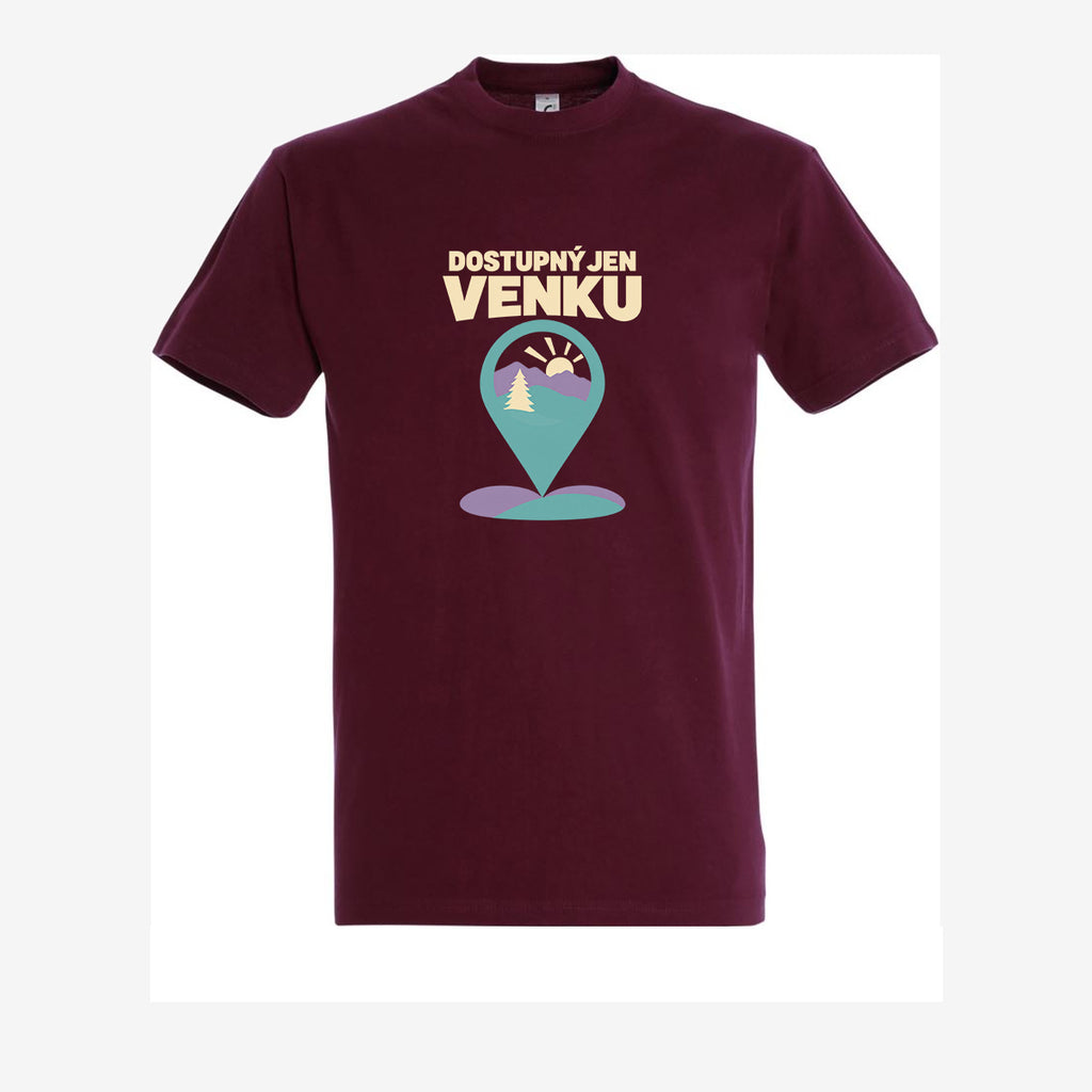 Dostupný jen venku, pánské triko - Vínová