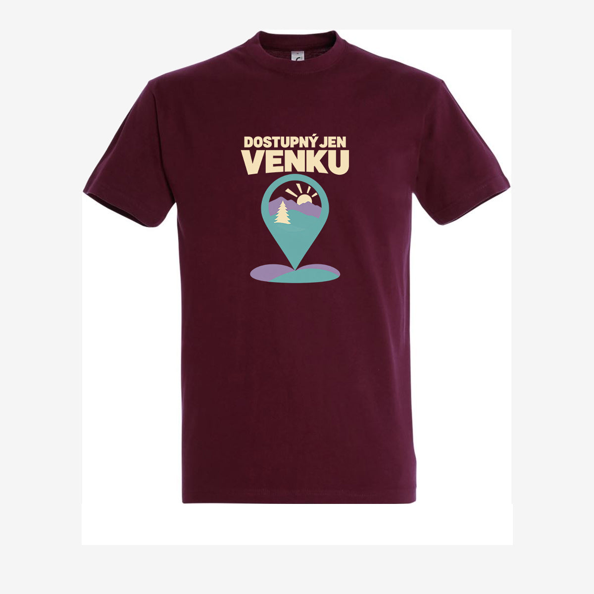 Dostupný jen venku, pánské triko - Vínová