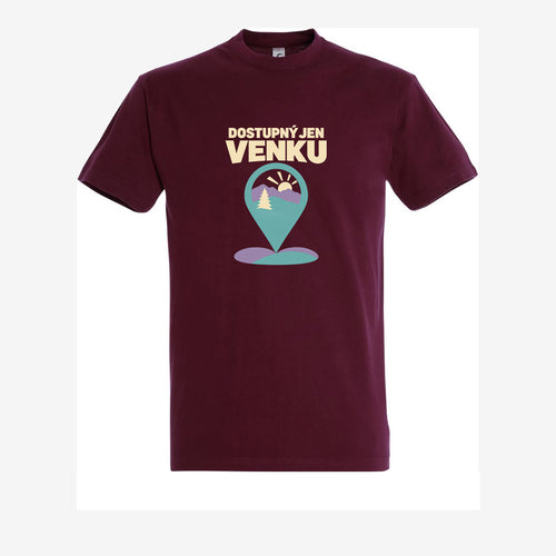 Dostupný jen venku, pánské triko - Vínová