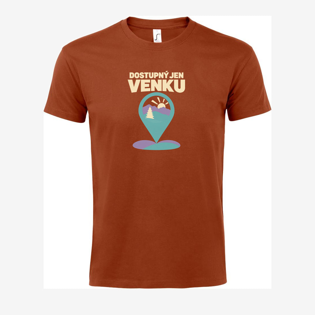 Dostupný jen venku, pánské triko - Terakotová