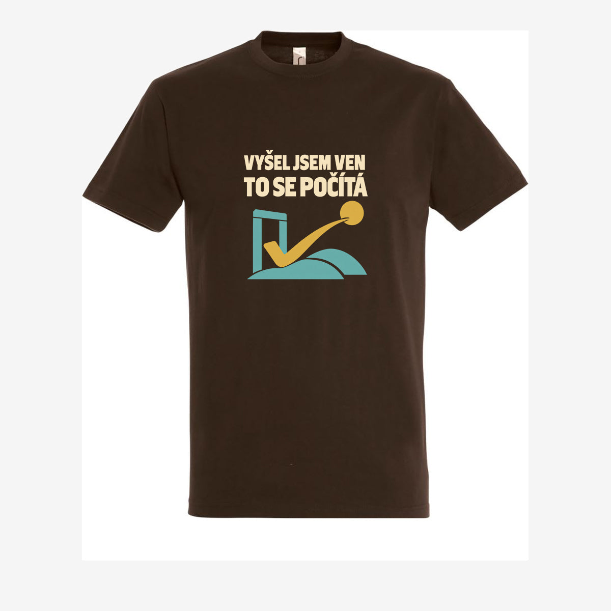 Vyšel jsem ven, to se počítá, pánské triko - Čokoládová