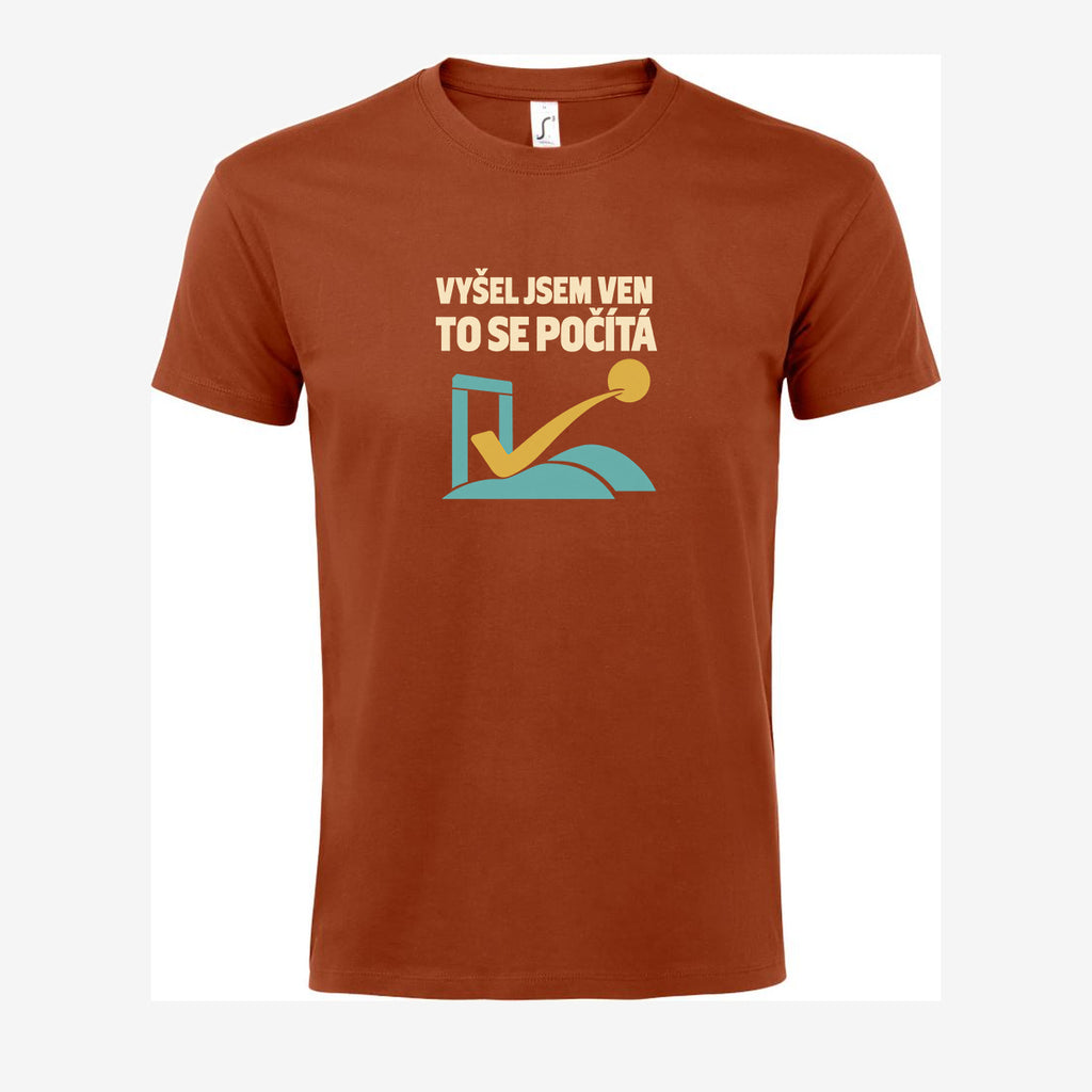 Vyšel jsem ven, to se počítá, pánské triko - Terakotová