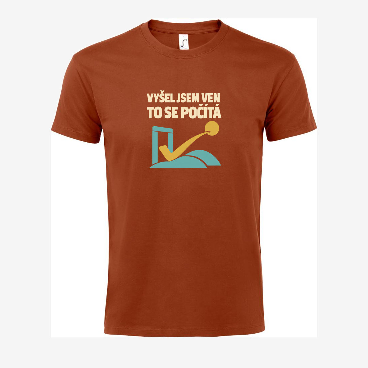 Vyšel jsem ven, to se počítá, pánské triko - Terakotová