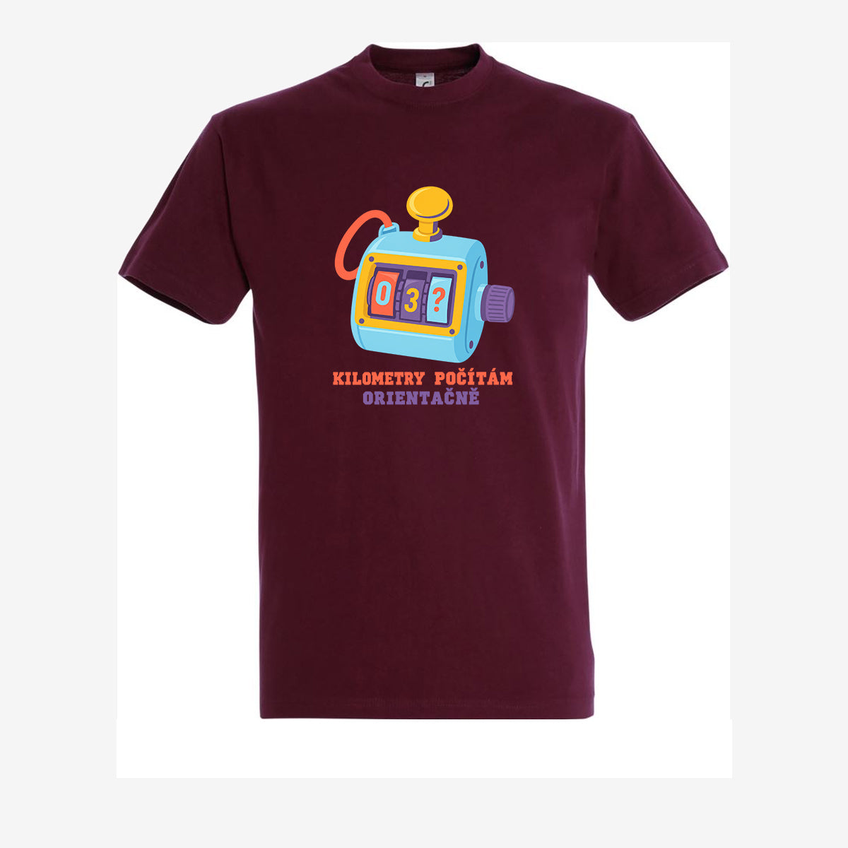 Kilometry počítám orientačně, pánské triko - burgundy